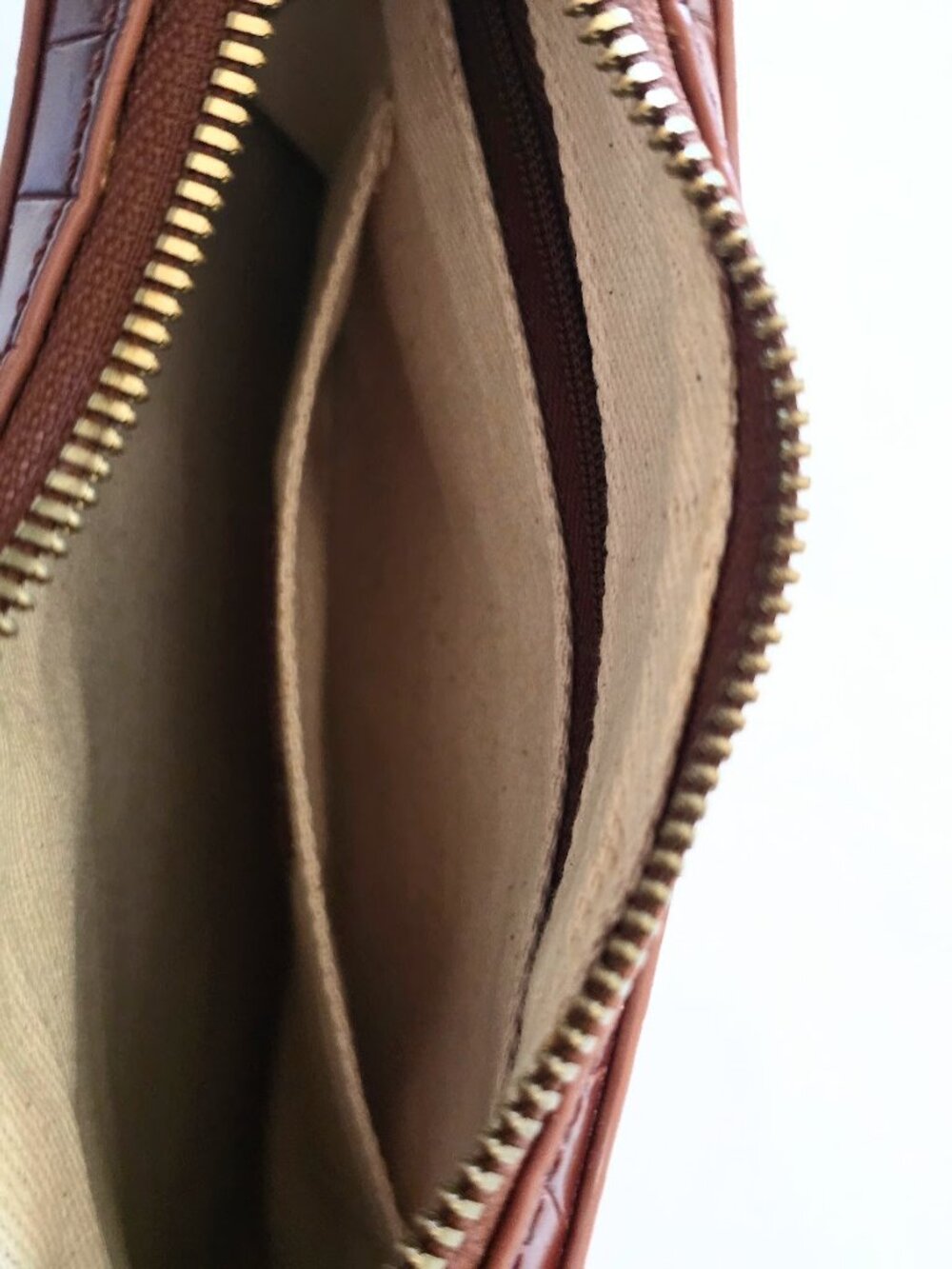 J.Crew Copenhagen Croc-Embossed Cowhide Leather Shoulder Bag Brown - Like New - Picture 9 of 16